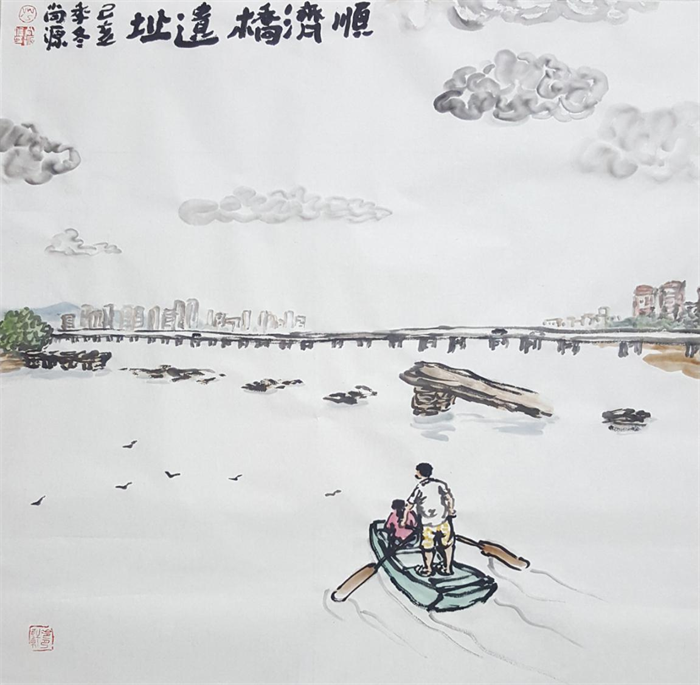 洛阳桥简单绘画图片